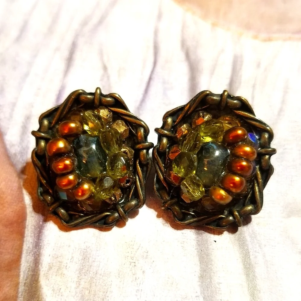 Vintage POGGI PARIS Couture Beaded Earrings